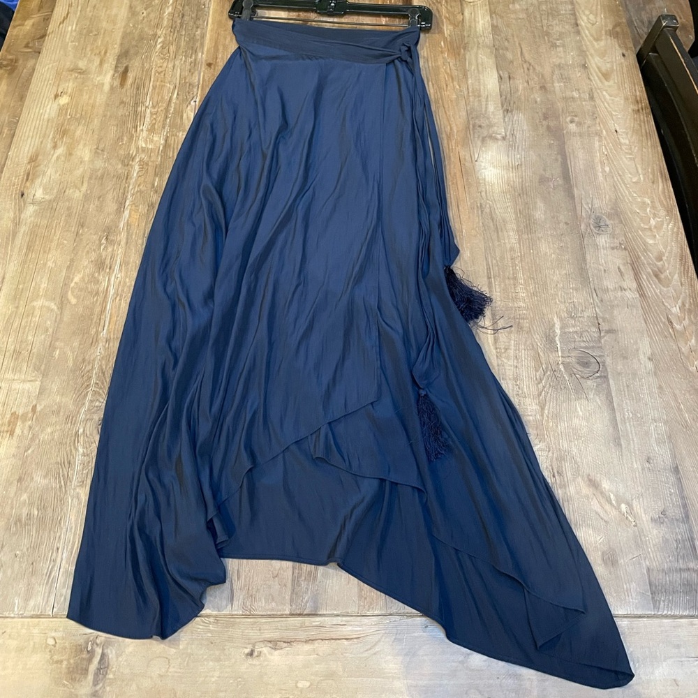 Calipso Navy Wrap Skirt with tassels